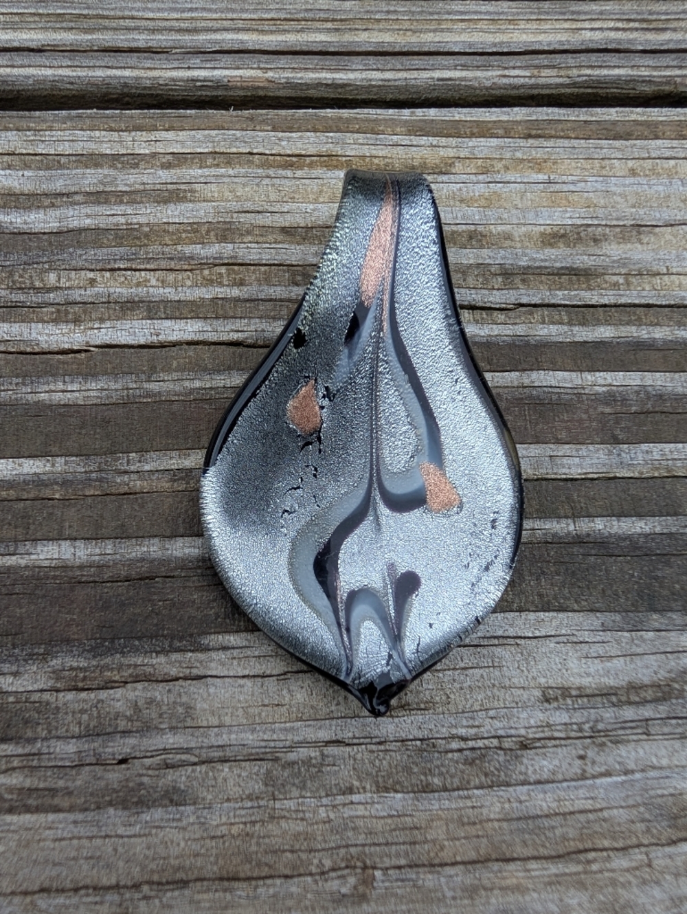 Handmade Silver and Copper Glass Pendant